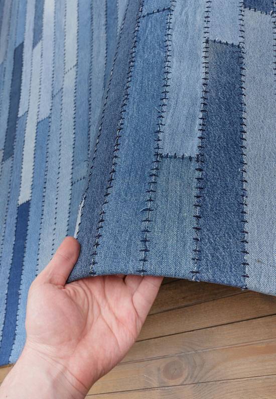 Ковер пэчворк ручной работы из джинсы Stripes-Natural