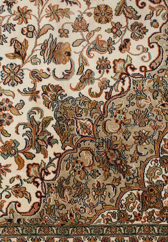 Шелковый ковер из Индии 252035-Kerman beige