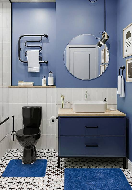 Комплект ковриков для ванной и туалета Flora 2582 D.Blue BQ