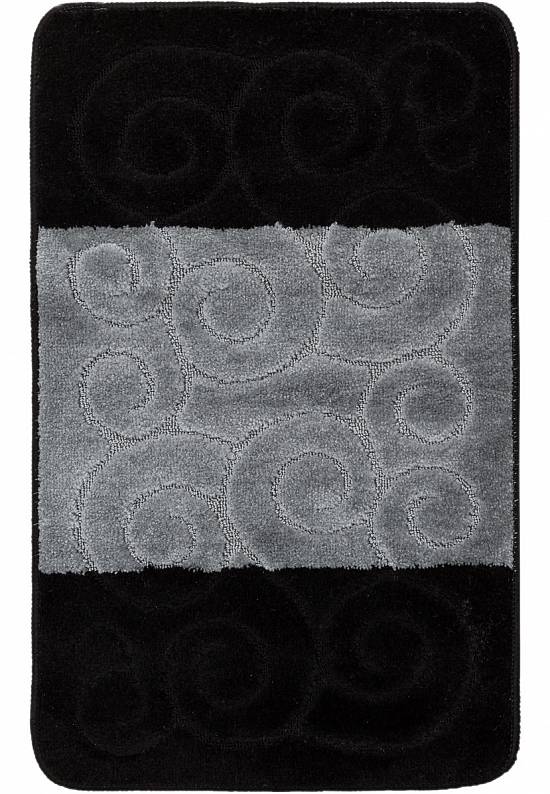 Серо-чёрный коврик для ванной комнаты Sile 2513 Black